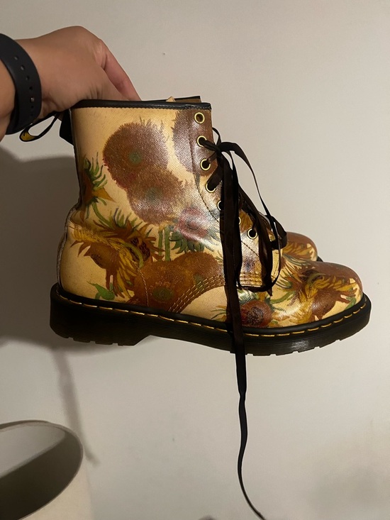 Dr. Martens Shoes - Dr. Martens Tan Leather Lace-Up Boots with Gold Hardware